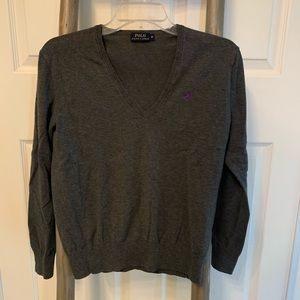 Dark Grey V Neck Sweater